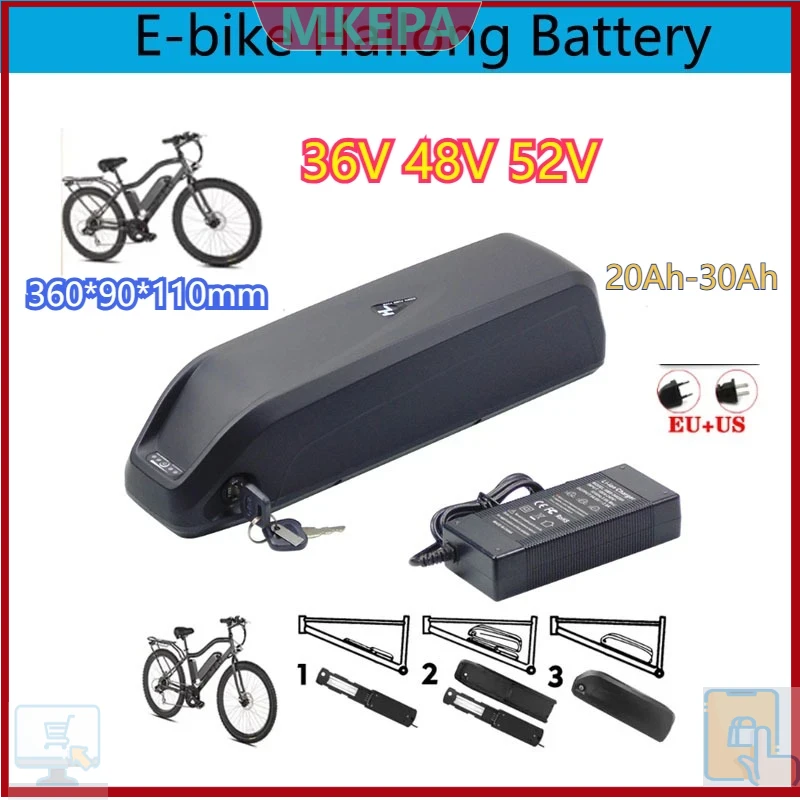 Ebike Battery 48V 20Ah Hailong - 🔋 36-48-52V สำหรับมอเตอร์ไฟฟ้าจักรยานเสือภูเขาไหหลงแบตเตอรี่ BMS 20Ah 30Ah,สำหรับบาฟาง