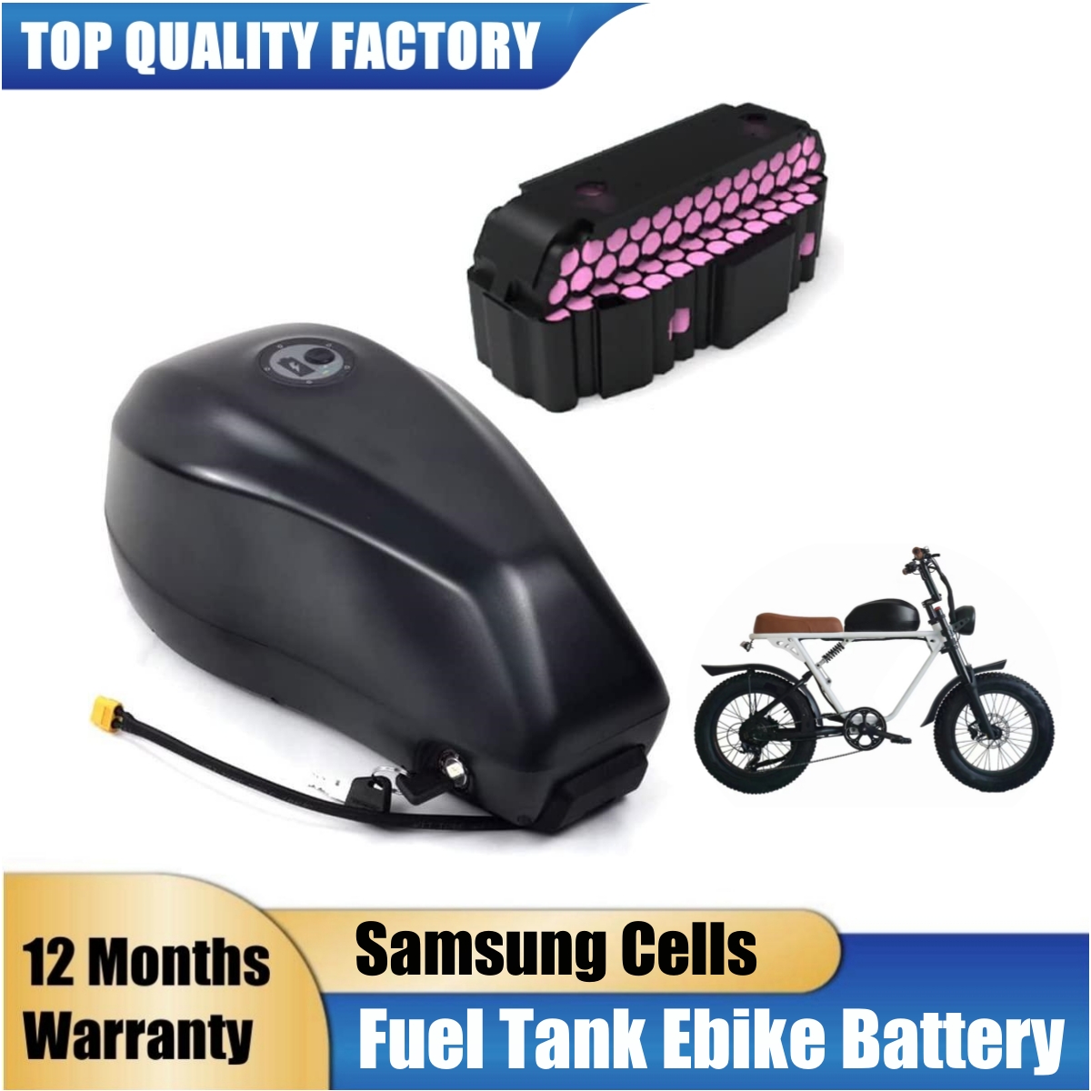 Electric Bicycle Battery 72V 30Ah - แบตเตอรี่จักรยานไฟฟ้าแบบถังน้ำมัน 48V 52V 60V 72V 30Ah