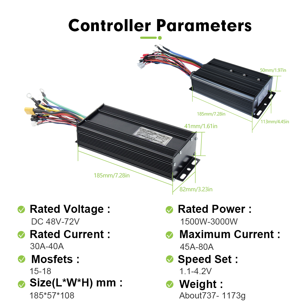ตัวควบคุม E-bike 3 โหมด 48V 52 - Sine Wave Controller 48V 72V 80A บทวิจารณ์และราคา